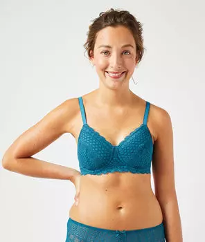 Постоперационный бюстгальтер с кружевной отделкой - CHERIE CHERIE - Лазурный синий - 70B