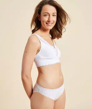 Постоперационный бюстгальтер-треугольник с кружевной отделкой - CHERIE CHERIE - Белый - 90D