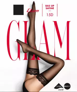 Самоподдерживающиеся чулки эффект полуматовости - SATINE BAS UP - Черный - L