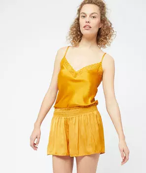 Атласные шорты со сборками на талии - TEXAS - Жёлтый - S