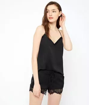 Шорты с кружевом по краю - KARMA - Чёрный - M