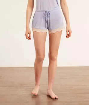 Шорты с кружевом по нижнему краю - WARM DAY - СЕРЫЙ - XS