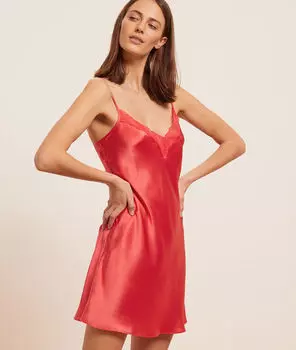 Сорочка из натурального шелка - MILKY - Коралловый - M