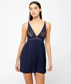 Сорочка с кружевным верхом - 102 ANS - Тёмно-синий - L