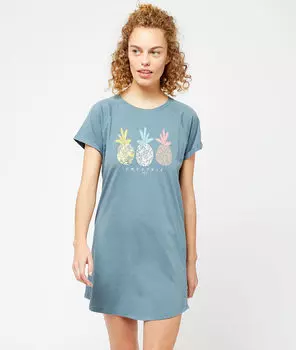 Сорочка с принтом 'ананас' - KABLITA - Синий - M