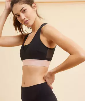 Спортивный бюстгальтер color block - сильная поддержка - BACK - Чёрный - M