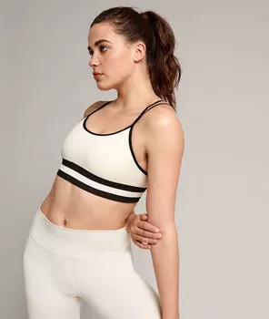 Спортивный бюстгальтер для йоги - средняя поддержка - YVONNE - Натуральный - M