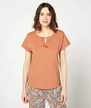 Футболка со шнуровкой - JOSTE - Терракотовый - M