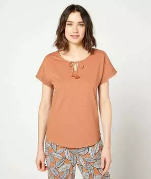 Футболка со шнуровкой - JOSTE - Терракотовый - S