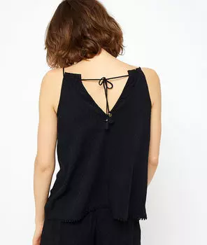 Top festonné à liens - JENA - NOIR - XS