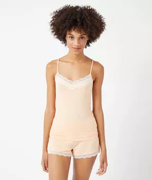 Топ-камисоль с кружевной отделкой - CIDDY - Пастельный абрикосовый - L