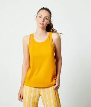 Топ с кружевной отделкой - CANELLE - Охра - XS