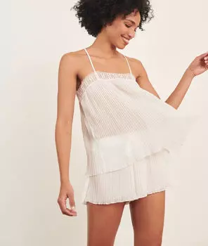 Топ с тонкой плиссировкой - TRUE LOVE - Экрю - XS