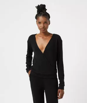 Трикотажный топ с драпировкой на запах - DOOMY - Чёрный - S