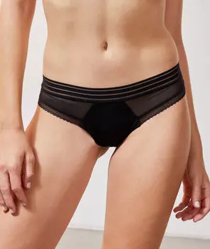 Трусики хипстер из полупрозрачного тюля - REMAKE - Чёрный - S