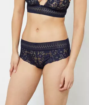 Трусики-хипстеры из цветочного кружева - FLOWERS - Тёмно-синий - 40