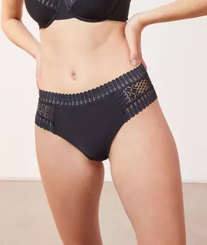 Трусики из микрофибры и кружева с высокой посадкой - NEO - Чёрный - 42