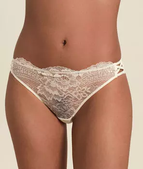 Трусики с цветочным кружевом и шнуровкой - INK - Экрю - 40
