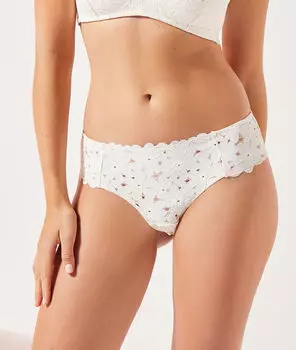 Трусики шортики из цветочного кружева - ECLATANTE - Молочный - 48
