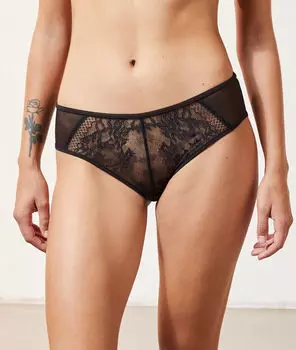 Трусики шортики с цветочным кружевом и шнуровкой - DOLCEVITA - Чёрный - 46