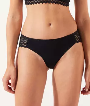 Трусики слипы из микрофибры и графичного кружева - VOYAGE - Чёрный - 40