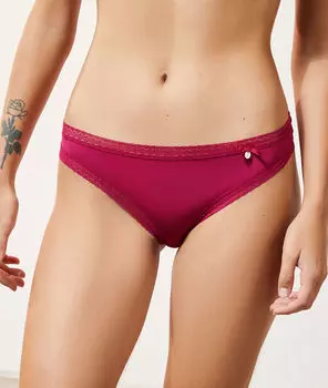 Трусики слипы из микрофибры с кружевной окантовкой - EASY - Малиновый - M