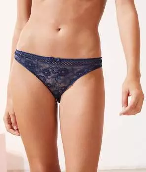 Трусики слипы с цветочной вышивкой и сеткой - RIVIERA - Синий - 46