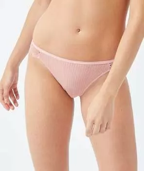 Трусики слипы в рубчик с кружевом - DANSEUSE - Пудровый розовый - 46