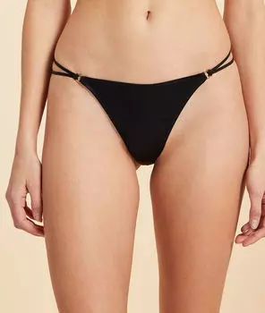 Трусики стринги из шёлка - MIDNIGHT - Чёрный - 40