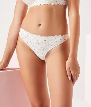 Трусики танга из цветочного кружева - ECLATANTE - Молочный - 42