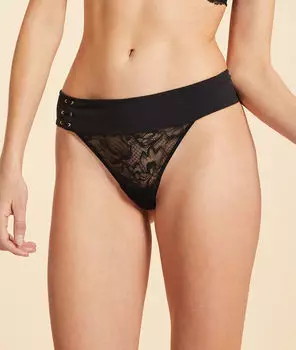 Трусики танга из цветочного кружева со шнуровкой - UPSIDE - Чёрный - 38
