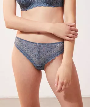 Трусики танга из кружева - CHERIE CHERIE - Голубой - 40