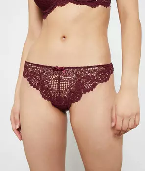 Трусики танга из кружева - SUCCESS - Сливовый - 40