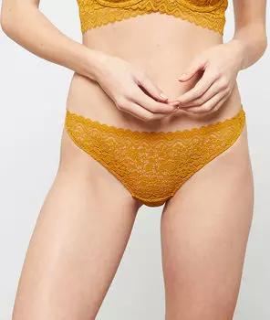 Трусики танга из микрофибры и кружева - YESTERDAY - Ярко-жёлтый - 44