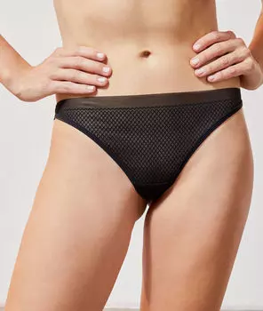 Трусики танга из сетки и микрофибры - NONA - Чёрный - S