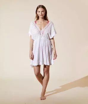 Туника с кружевной отделкой - DAVON - Экрю - L