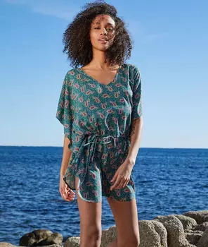 Туника с принтом пейсли - GOLDEN - Принт пейсли - S