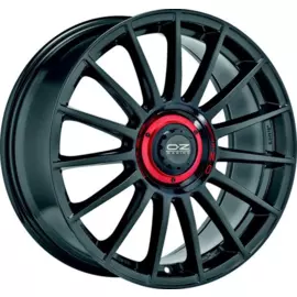 Диски R18 5x114,3 8J ET45 D75 OZ Supertur Evoluzione Gloss Black+Red Lettering d-L