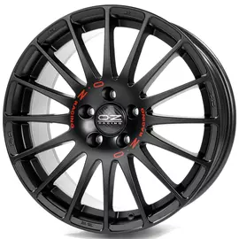 R19 5x112 8J ET35 D75 OZ Superturismo GT Matt Black + Red Lettering