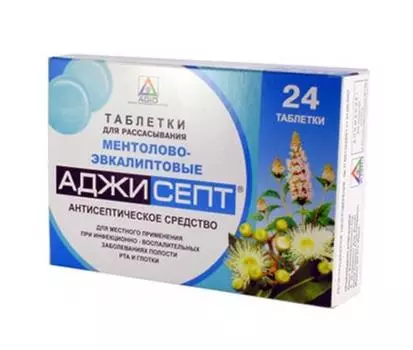 аджисепт ментол-эвкалипт 24 таблетки для рассасывания