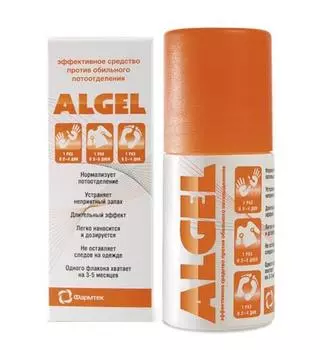 алгель гель против потливости 50 мл ролик