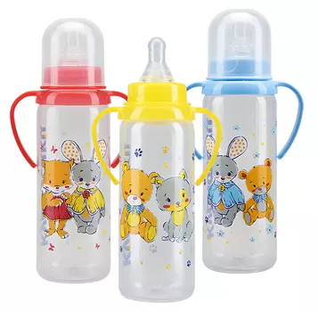 курносики бутылочка с силиконовой соской с ручками 250 мл 11005