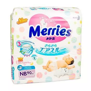 меррис подгузники 0 - 5 кг 90 шт