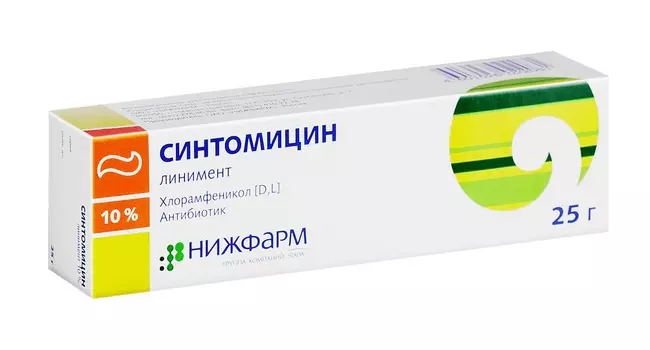 синтомицин линимент 10% 25 г нижфарм