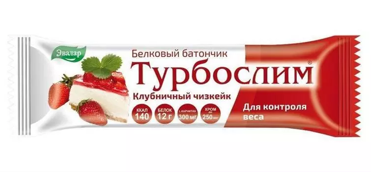 турбослим батончик белковый клубничный чизкейк 50 г