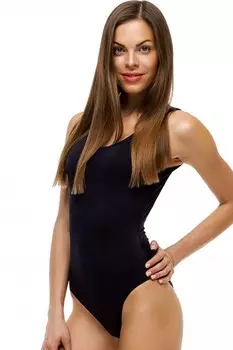 Черный купальник сдельный с вырезом kp.010.01