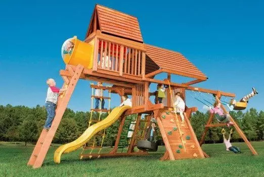 Игровая площадка Woodplay Castle Combo IV с деревянной крышей