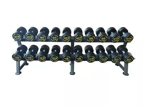 Комплект полиуретановых гантелей 27,5-50кг (10пар) со стойкой