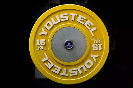 Профессиональные соревновательные каучуковые диски Yousteel 15 кг желтый