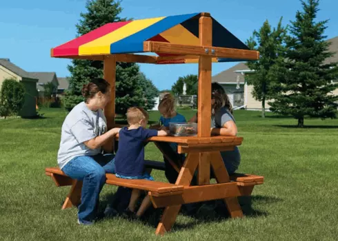 Уютный столик со скамейками и тентом Rainbow Play Sistems (Cozy Picnic Table RYB)